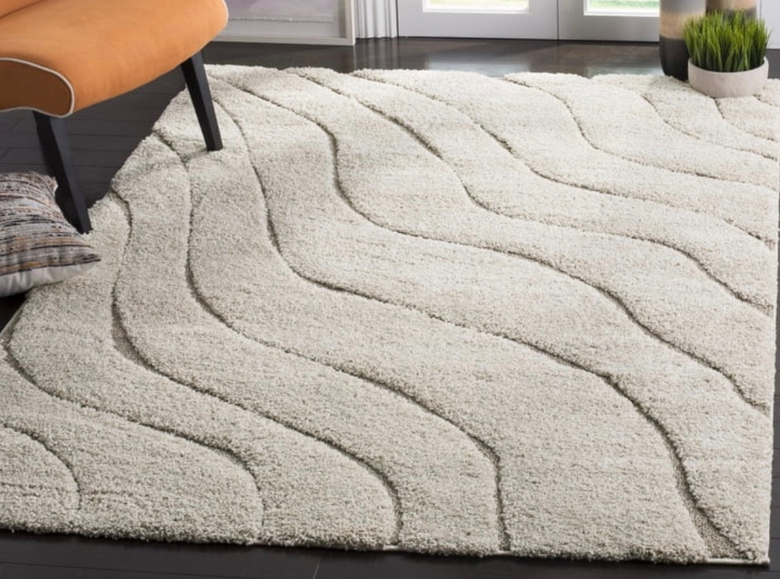 3x5 abstract cream shaggy rug 🦢
