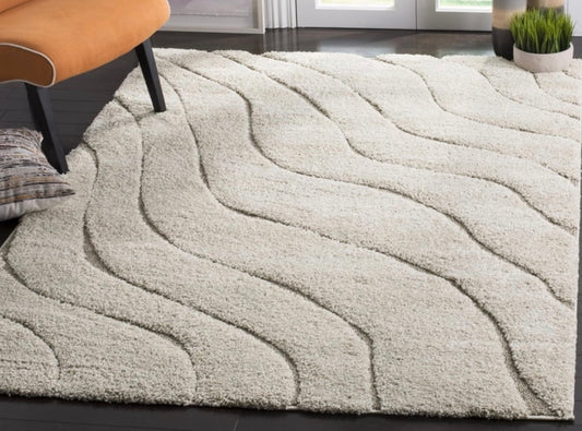 3x5 abstract cream shaggy rug 🦢