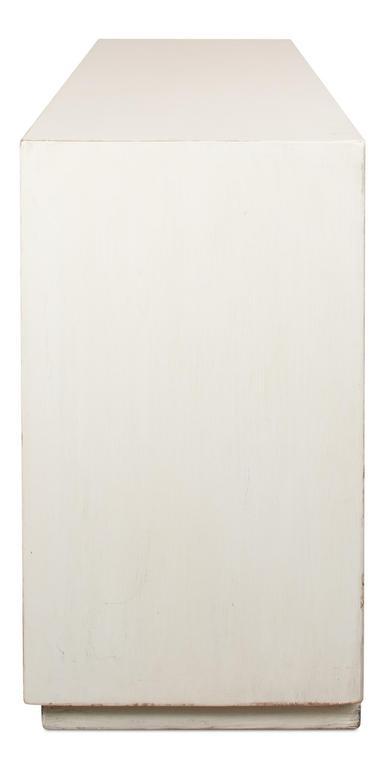 Whitewashed reclaimed pine chevron 4-door sideboard