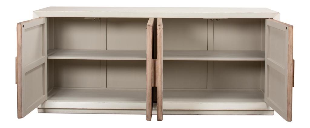 Whitewashed reclaimed pine chevron 4-door sideboard