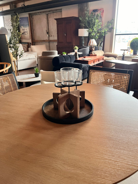 3 set wood/glass candle holder 🕯️