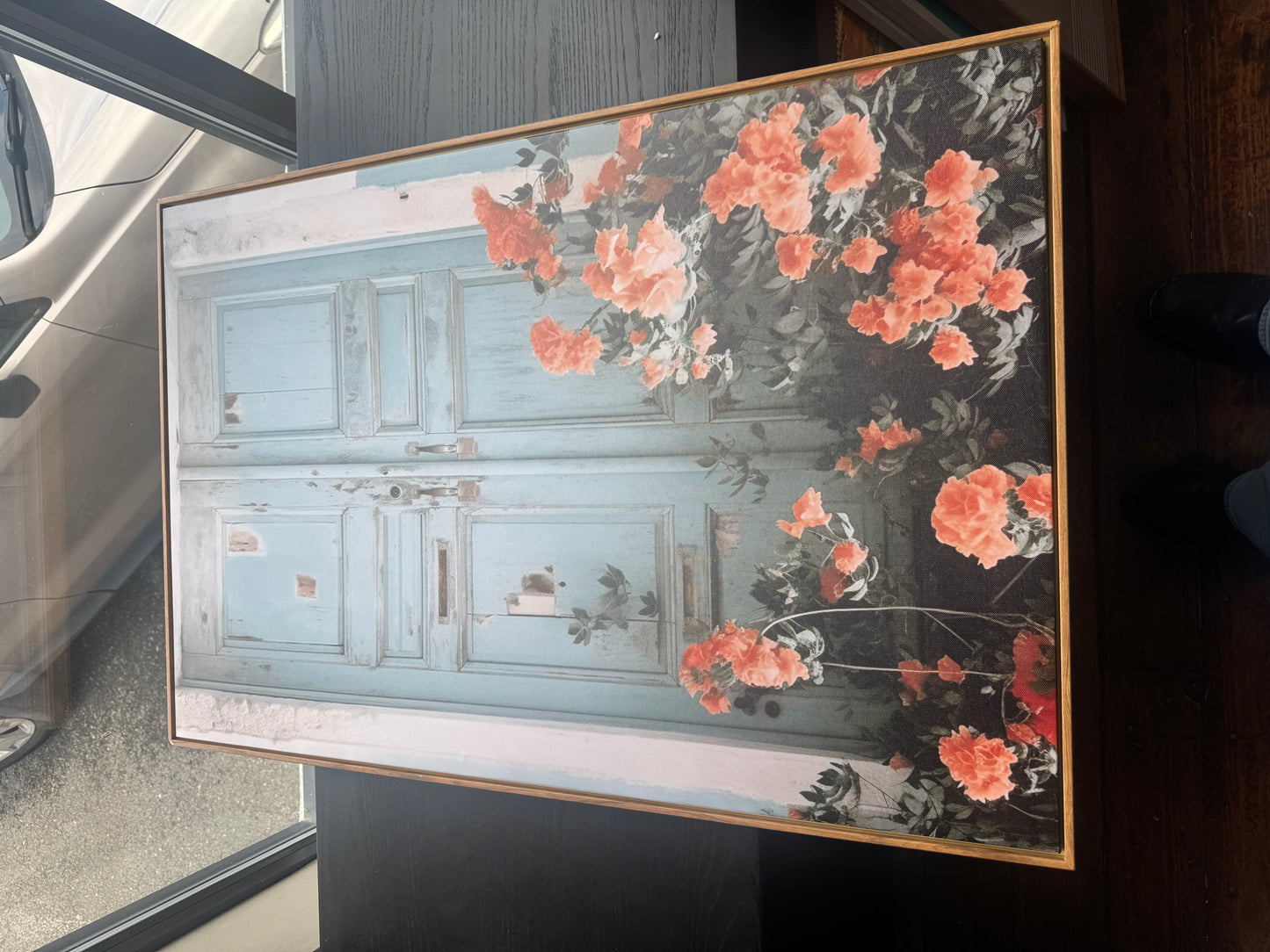Set of 3 Italian Mediterranean 24x36 pink, blue, & white coastal framed canvas 🌸