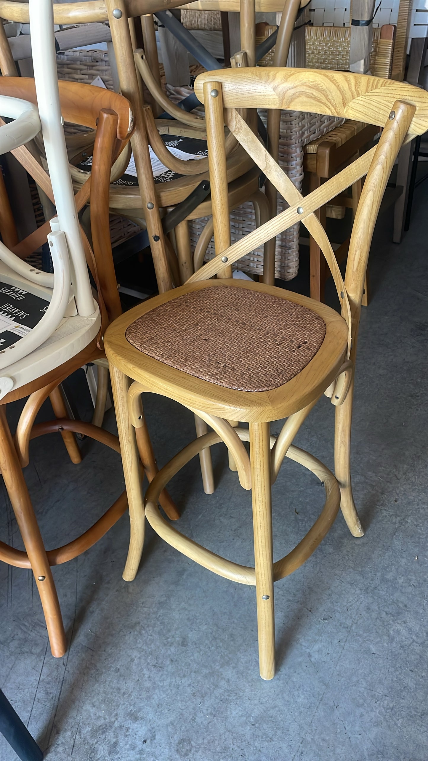 Counterheight cross-back farmhouse rustic stool 🐿️