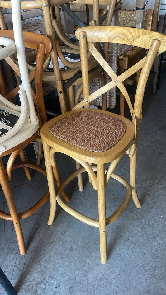 Counterheight cross-back farmhouse rustic stool 🐿️