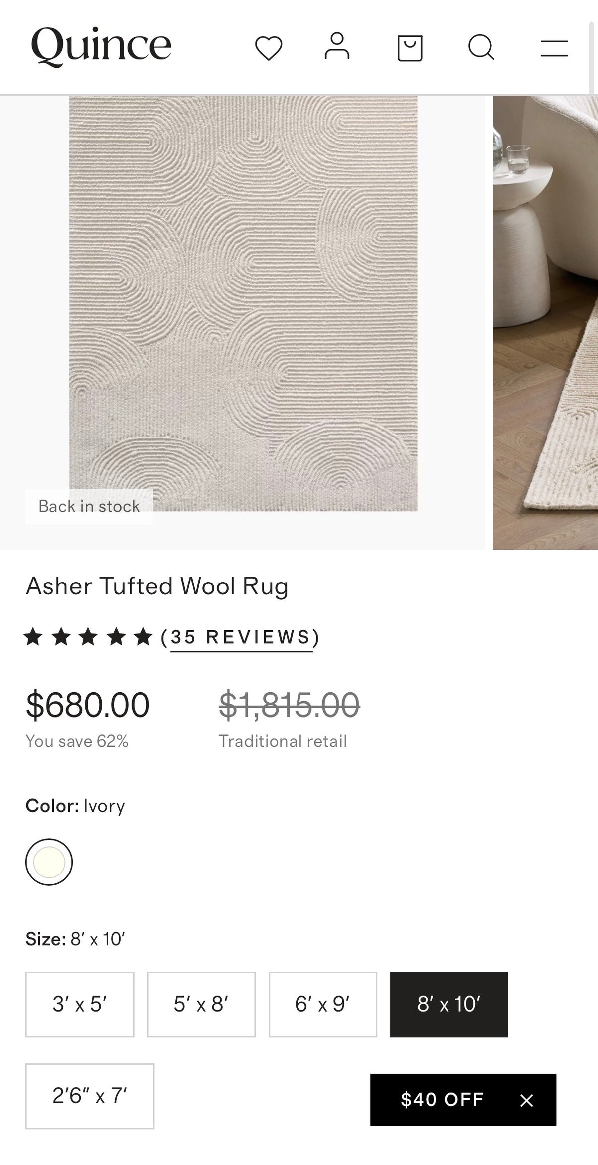 8x10 arches cream wool rug ✨