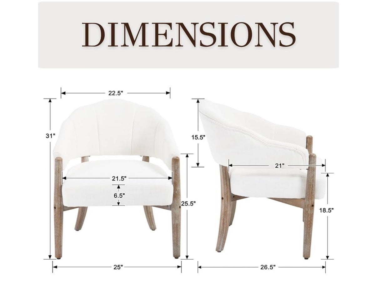 White linen modern accent chair 🤍