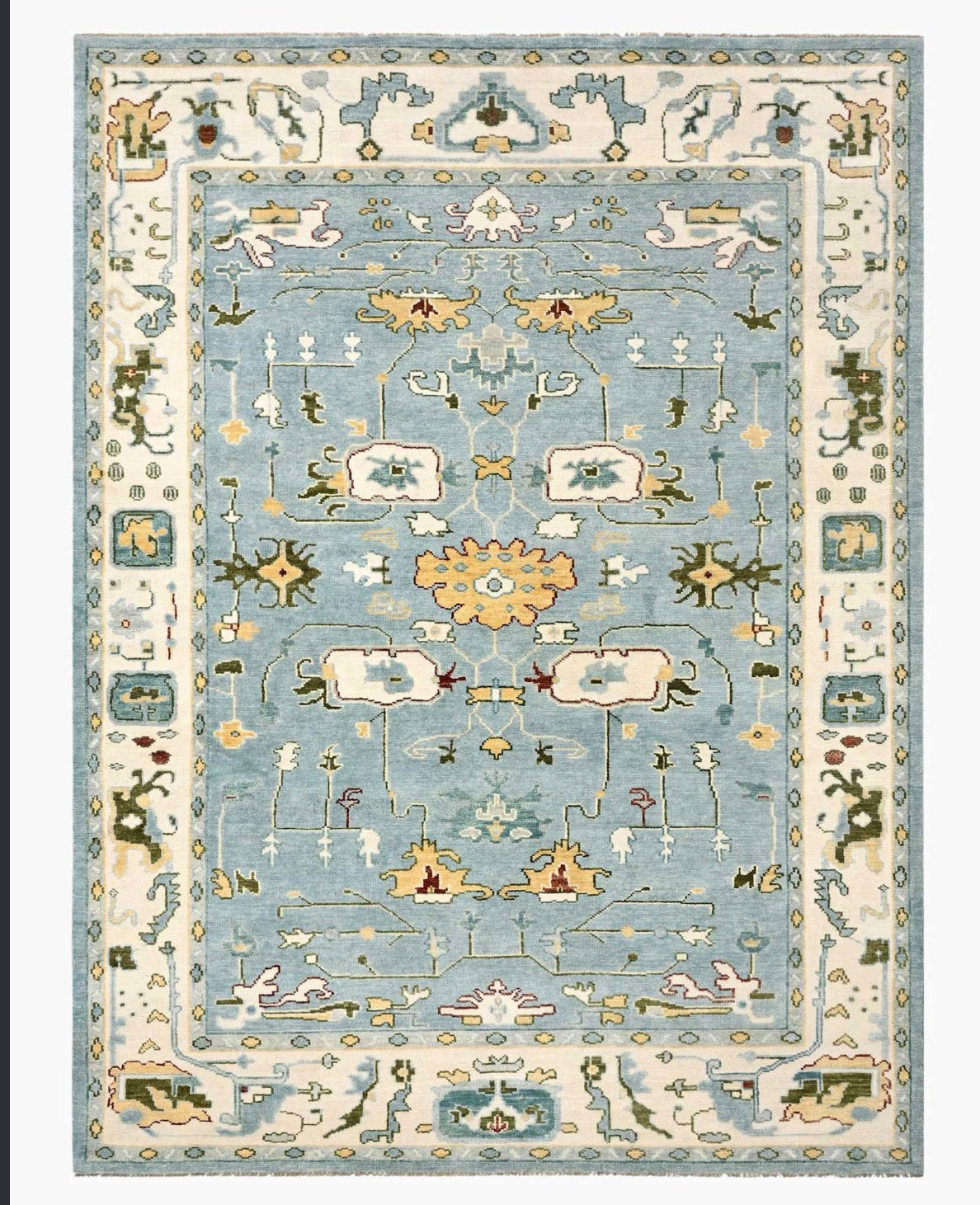 8x10 light blue & gold hand knotted wool rug 🦋