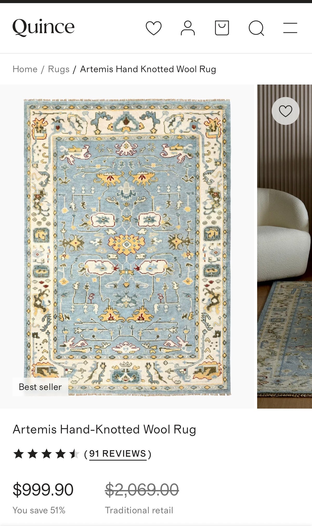 8x10 light blue & gold hand knotted wool rug 🦋