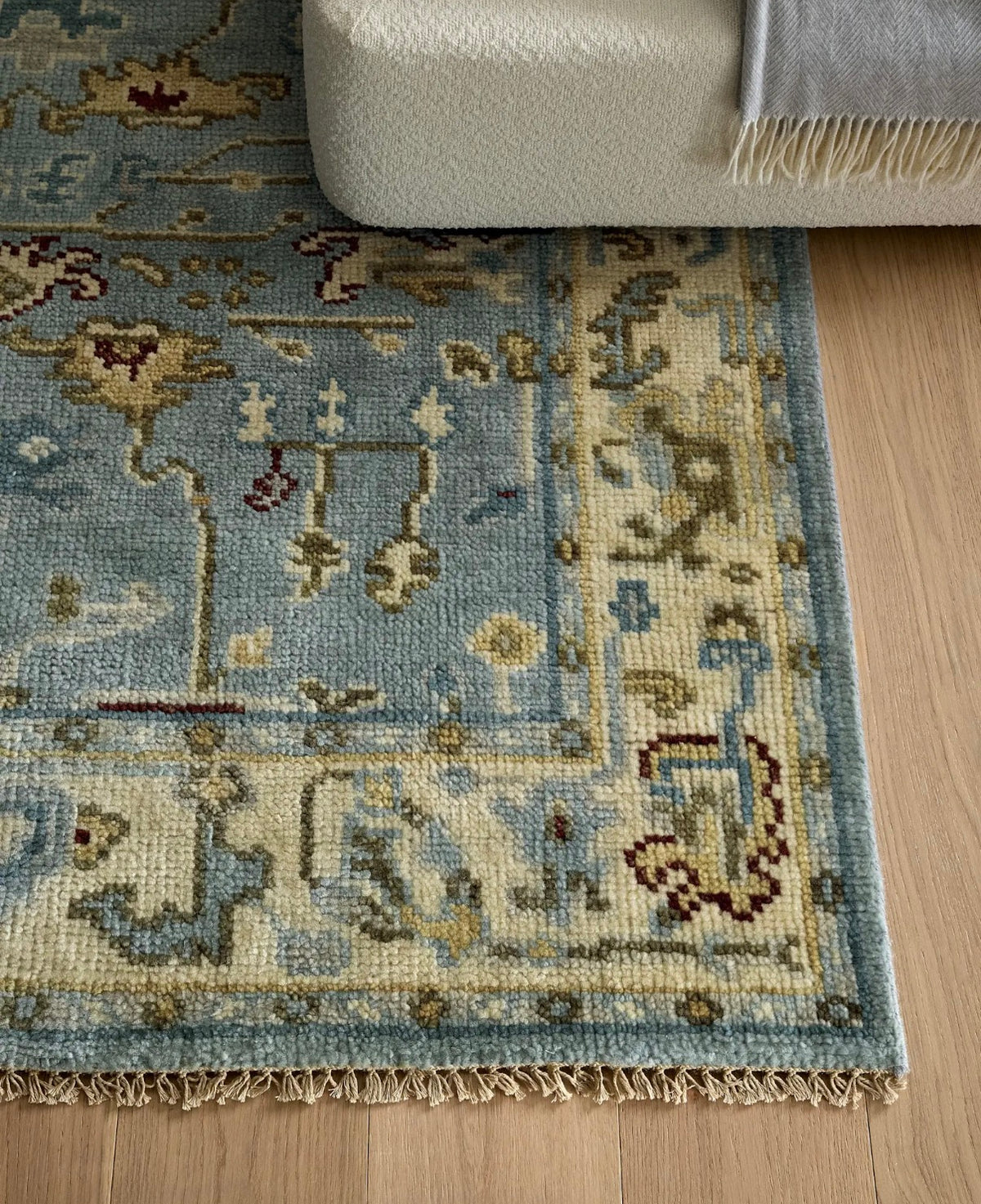 8x10 light blue & gold hand knotted wool rug 🦋