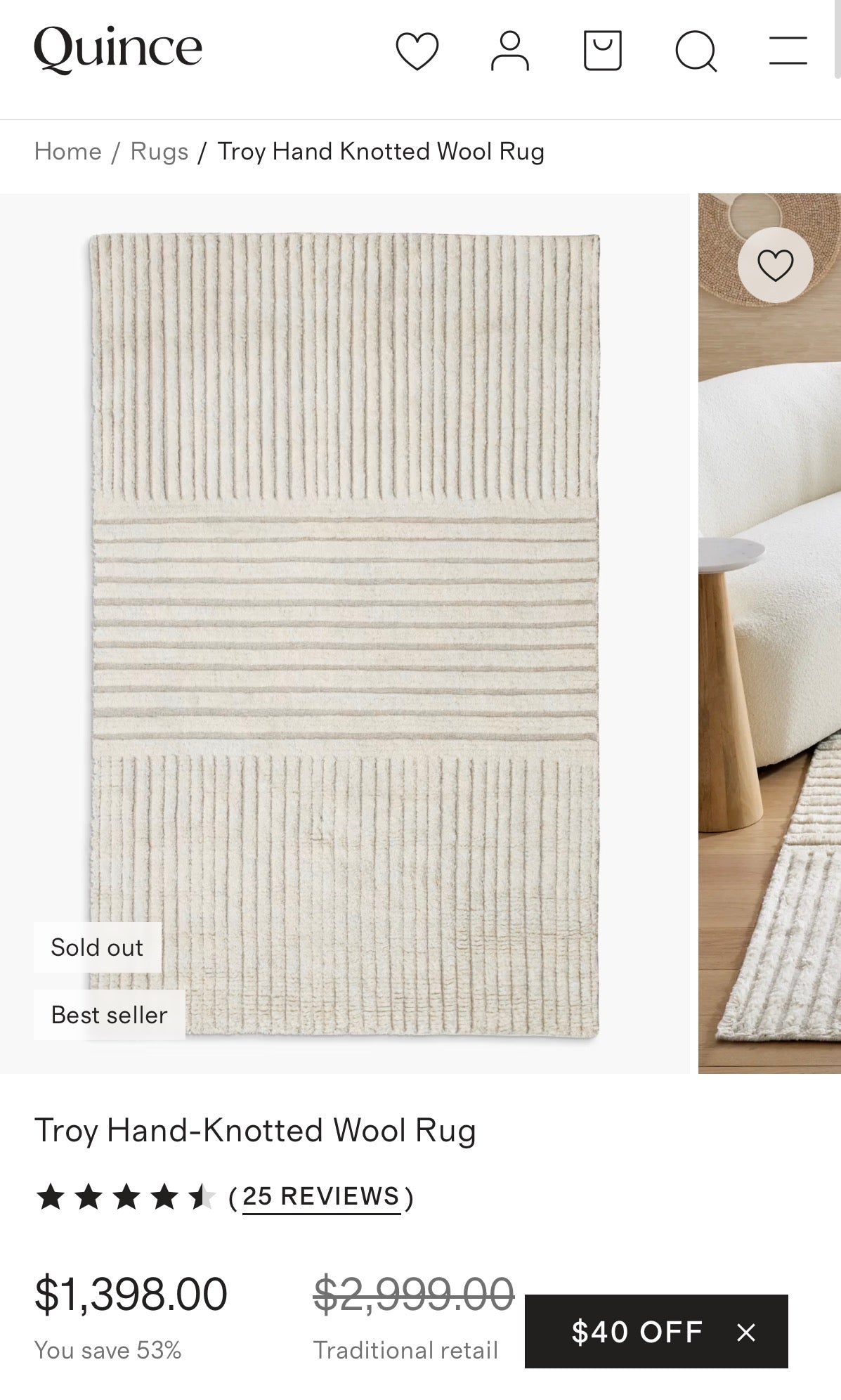 9x12 handknotted ivory wool rug 🐏