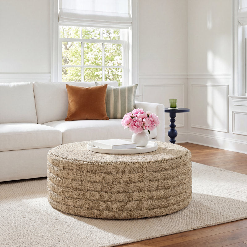 Four Hands hand woven ribbed coffee table