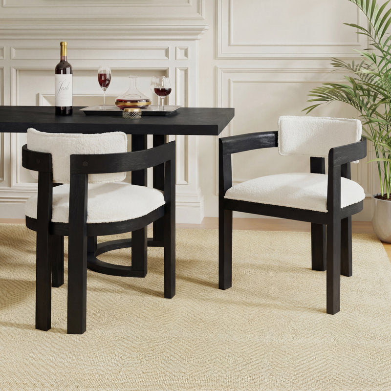 2 Beige teddy dining armchairs with black frame