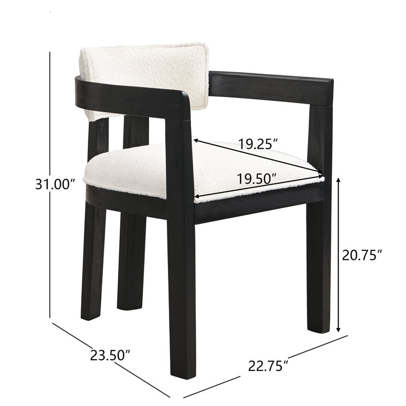 2 Beige teddy dining armchairs with black frame