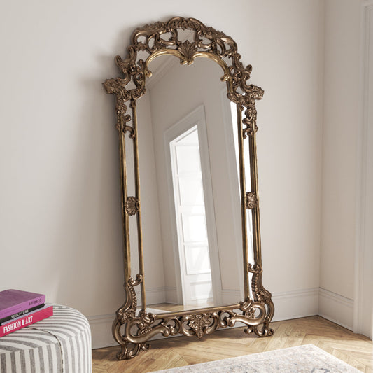 Kelly Clarkson Home ornate arched bronze full-length floor mirror