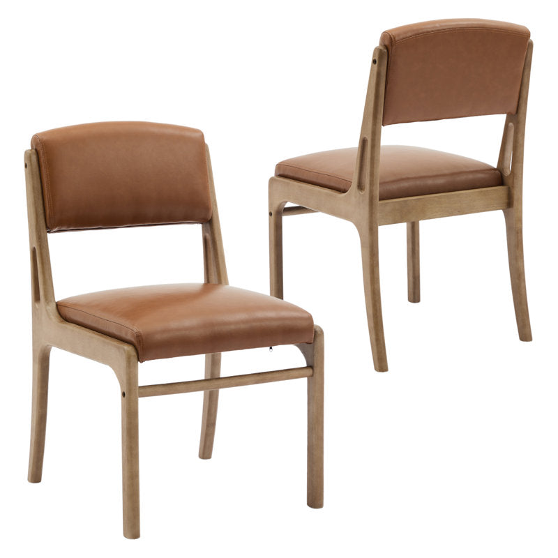 2 Upholstered solid oak dining chairs