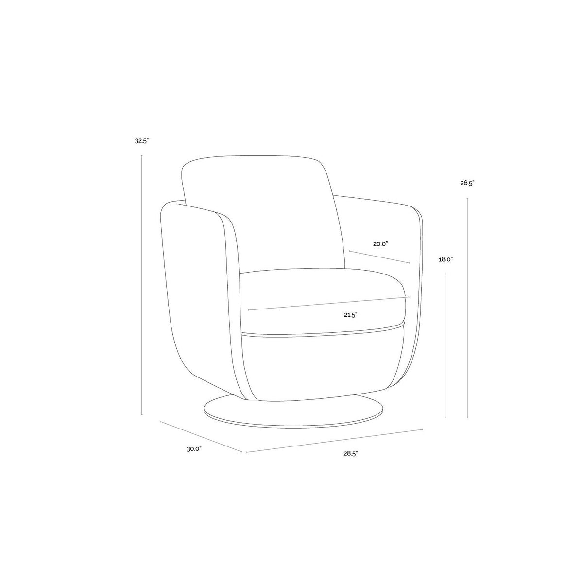 Sunpan ash swivel lounge chair