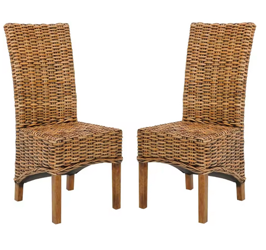 Brown wicker dining chair 🌻