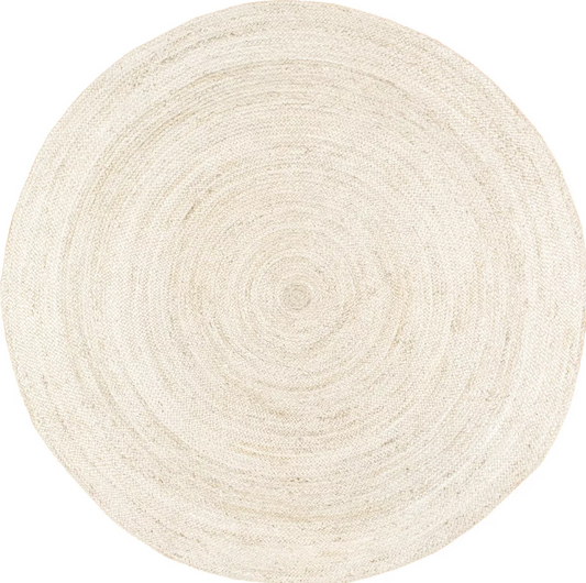 3ft round handwoven off-white farmhouse jute rug 🌻