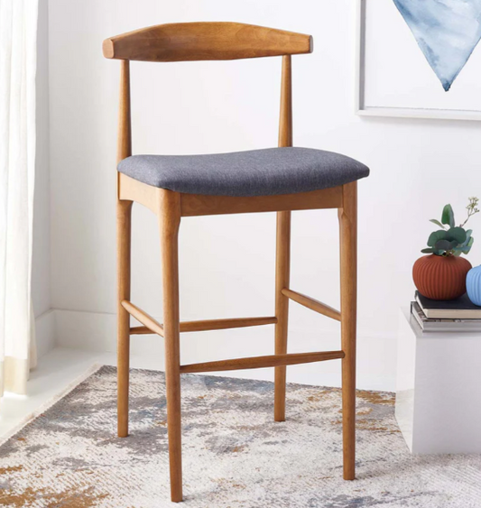 Retro walnut/dark grey cushion 26-inch barstool 🥂