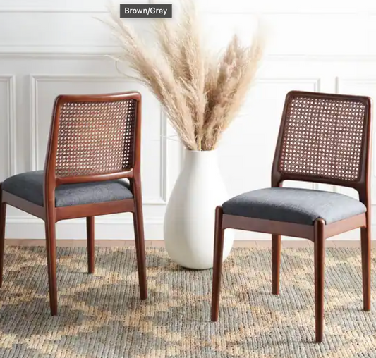 Brown & grey rattan coastal dining chairs 🤎