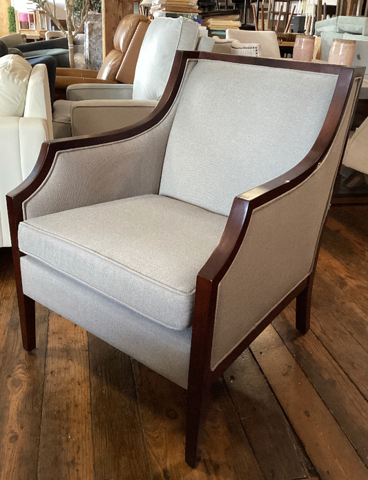Classy grey upholstered armchair ☕