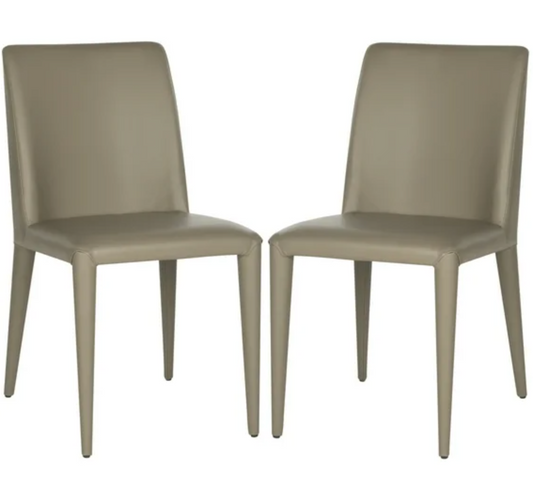 2 petite taupe faux leather chairs 🍵