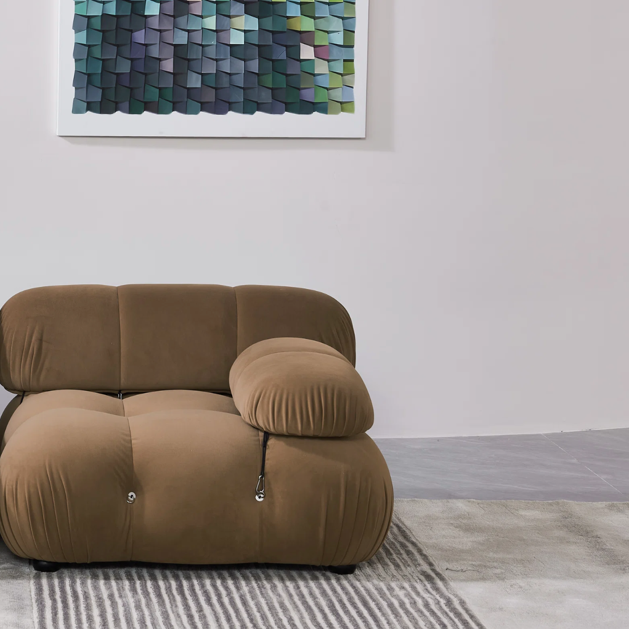 Soft brown velvet modular corner chair 🤎