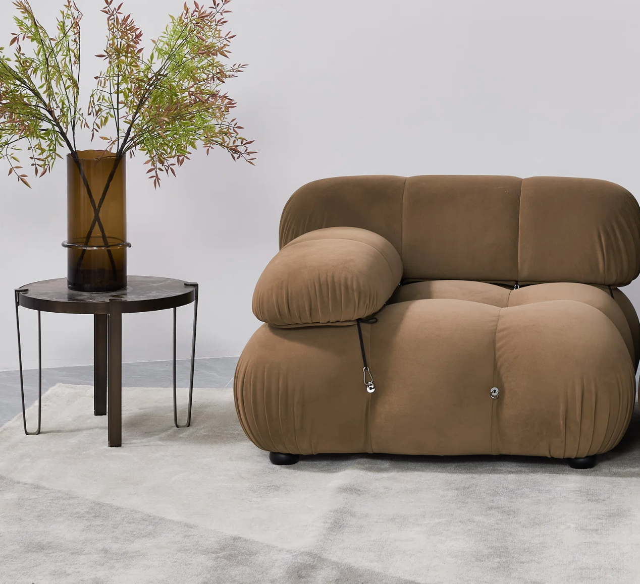 Soft brown velvet modular corner chair 🤎