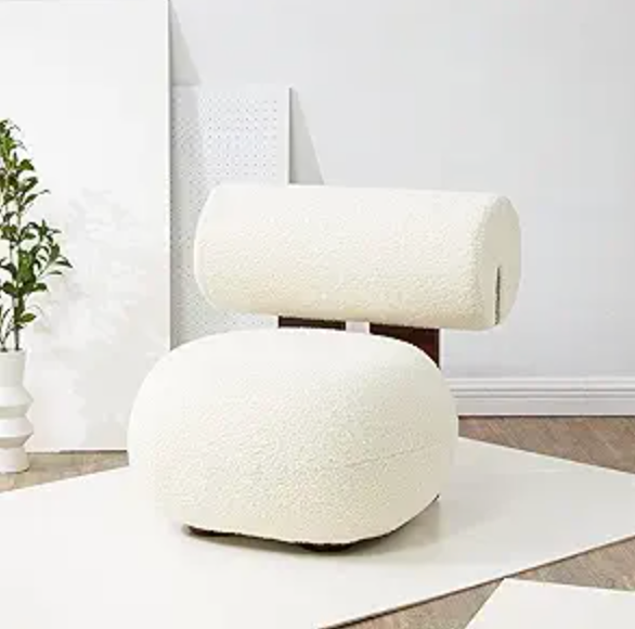 Modern ivory/dark brown faux shearling accent chair ☕