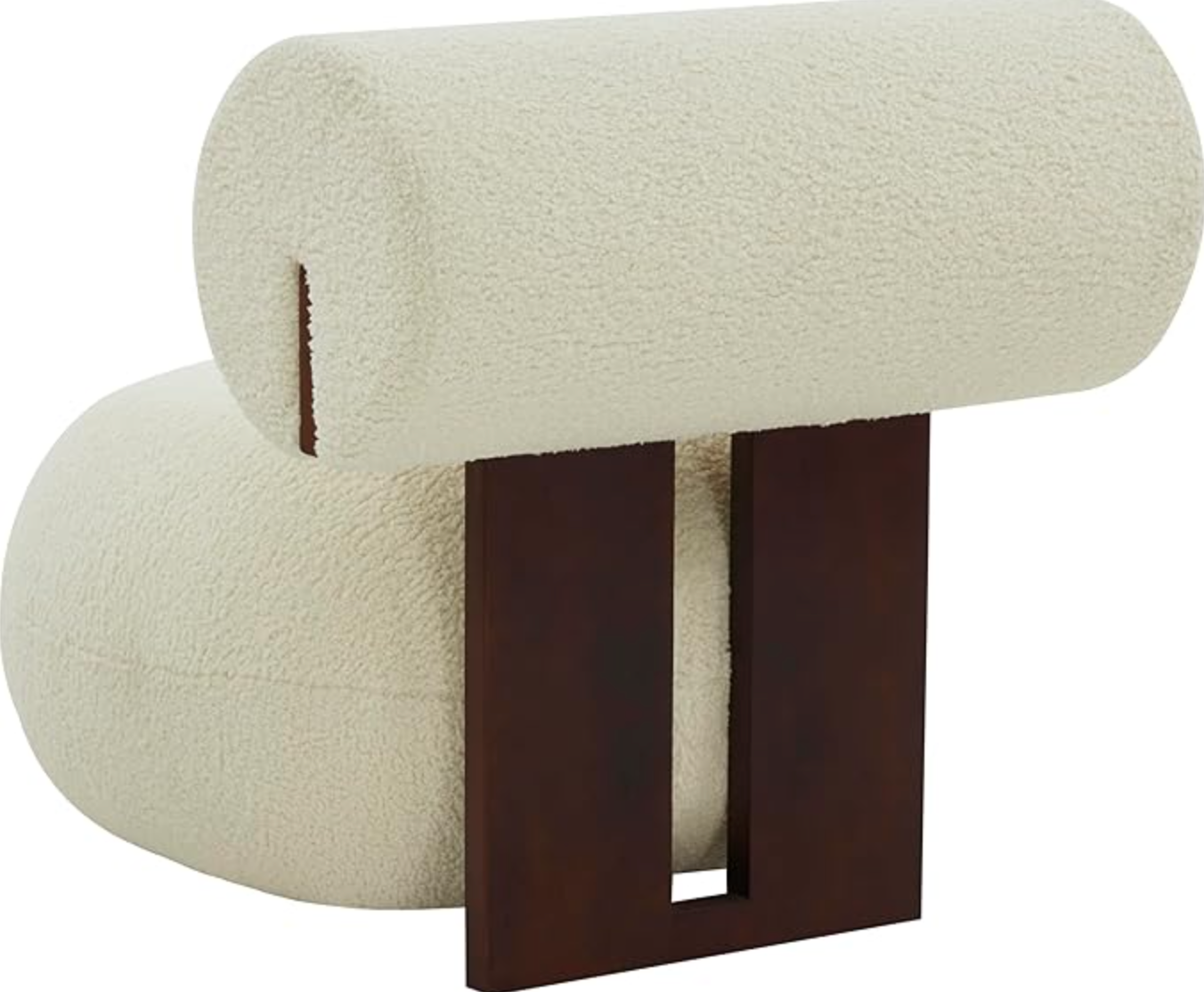 Modern ivory/dark brown faux shearling accent chair ☕