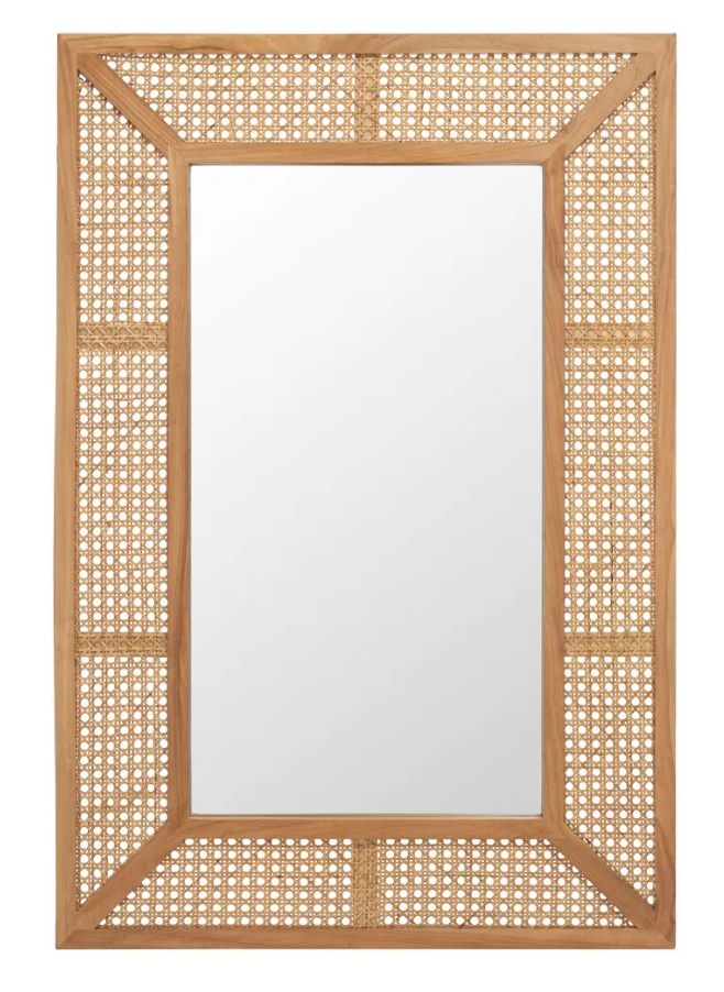 Natural wood & rattan mirror 24" mirror 🌵