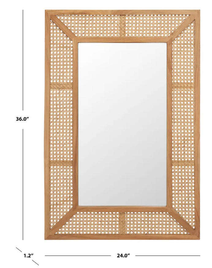 Natural wood & rattan mirror 24" mirror 🌵
