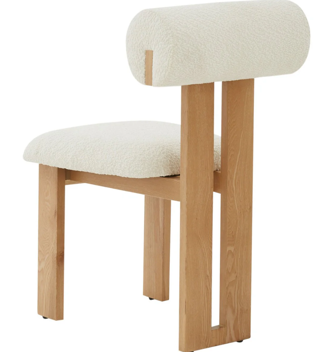 Elegant white boucle dining chair w/ ash wood legs 🤍