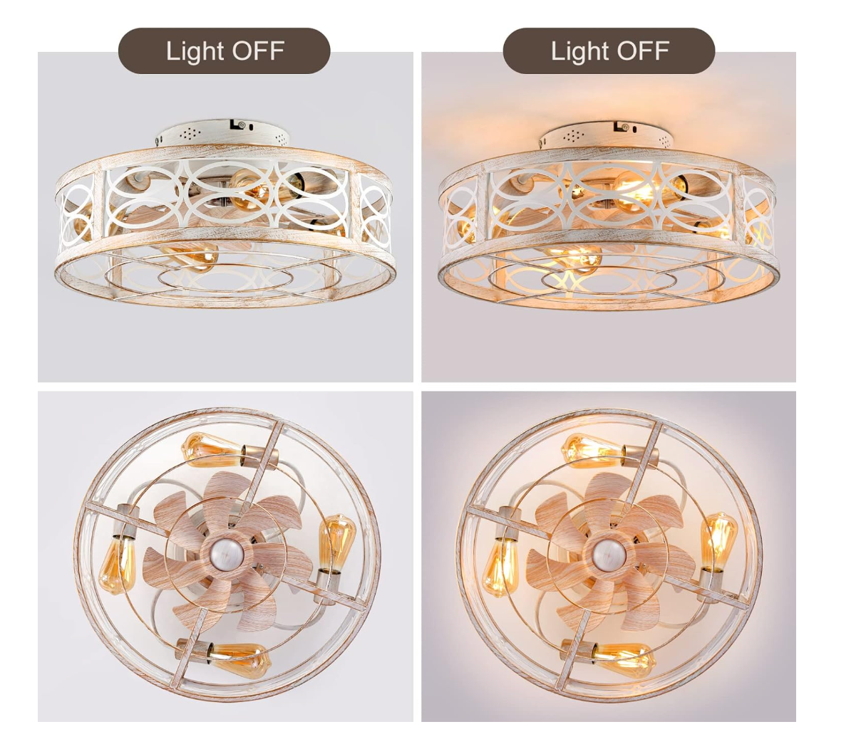Farmhouse bladeless 20" caged ceiling fan (6 speed reversible) 💡
