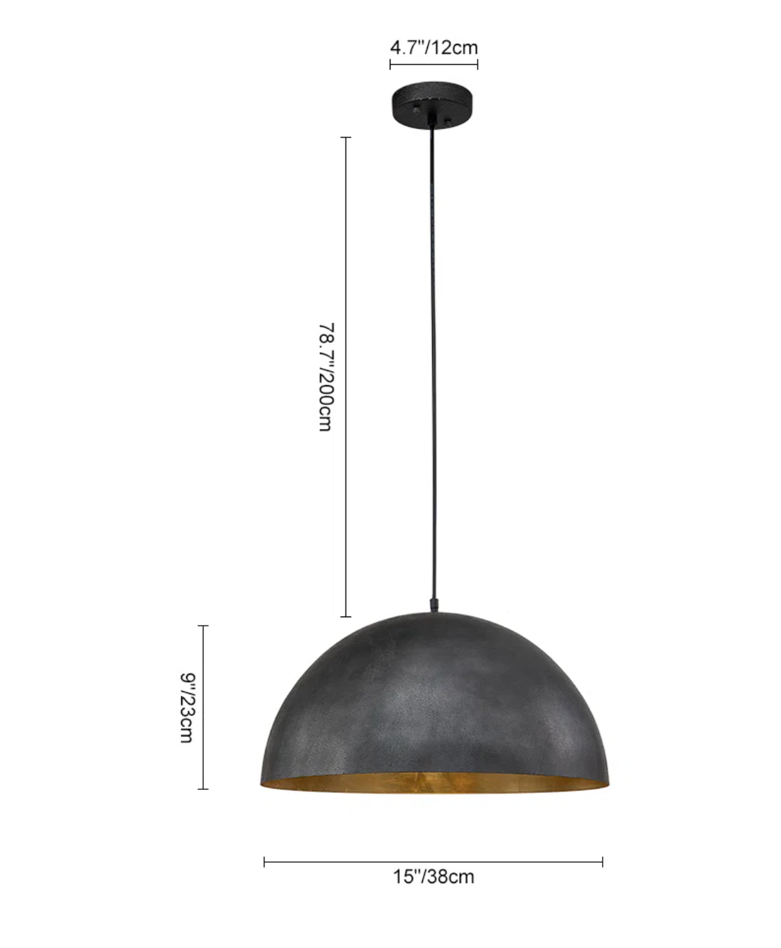 Industrial oversized 15" large metal dome pendant💡