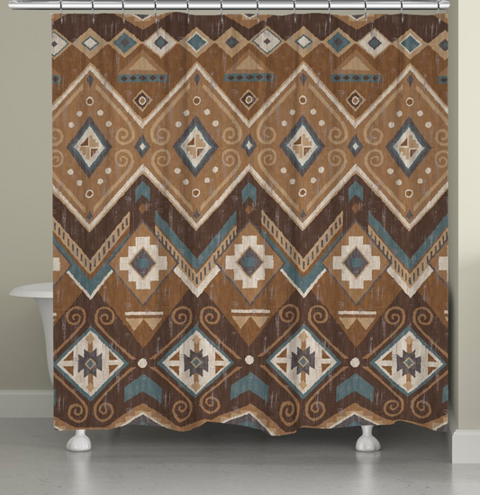 Aztec brown shower curtain 🚿