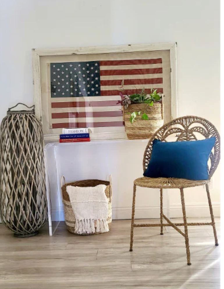 American flag in white wood frame 🇺🇸