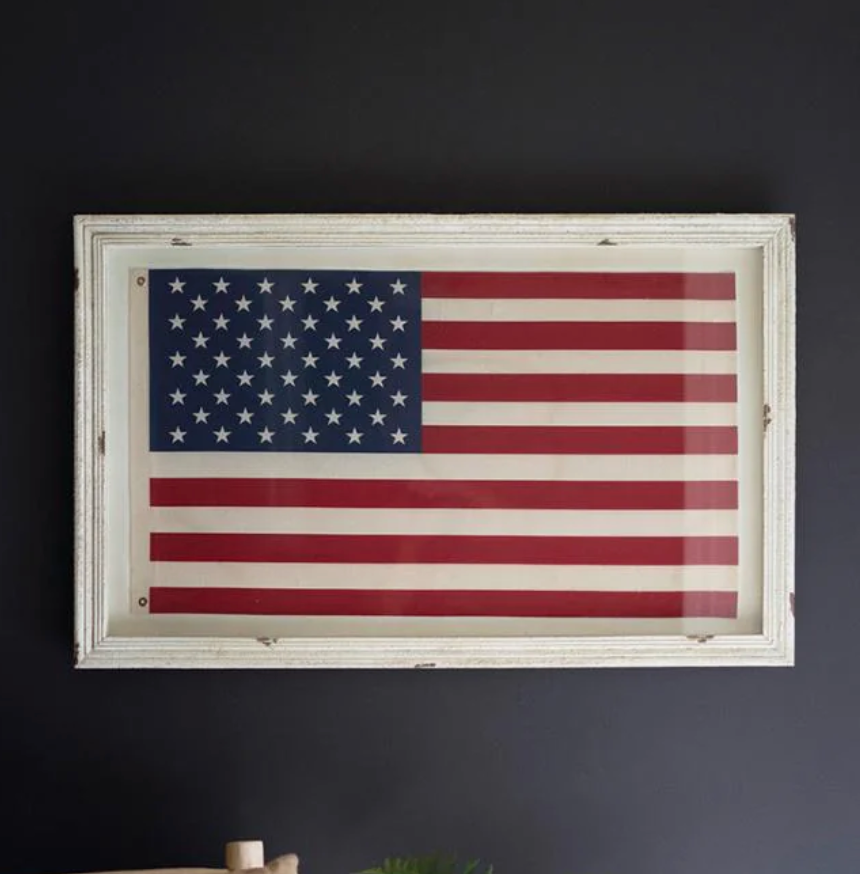 American flag in white wood frame 🇺🇸