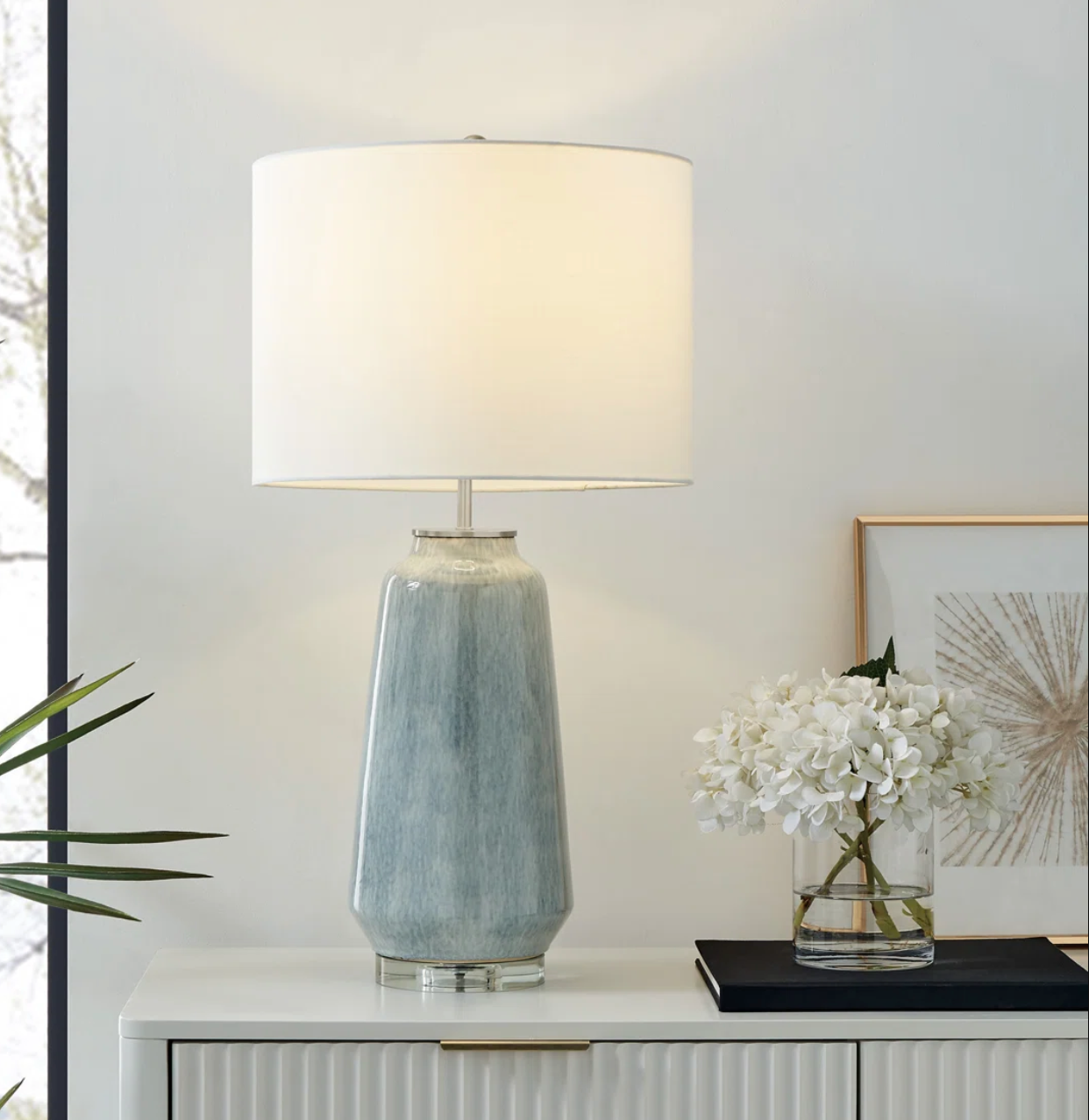 Light blue ceramic lamp w/ crystal base 💡