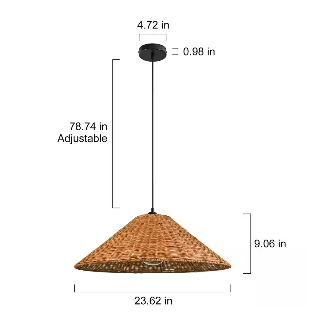Pendant light with 23" natural rattan shade 🌻