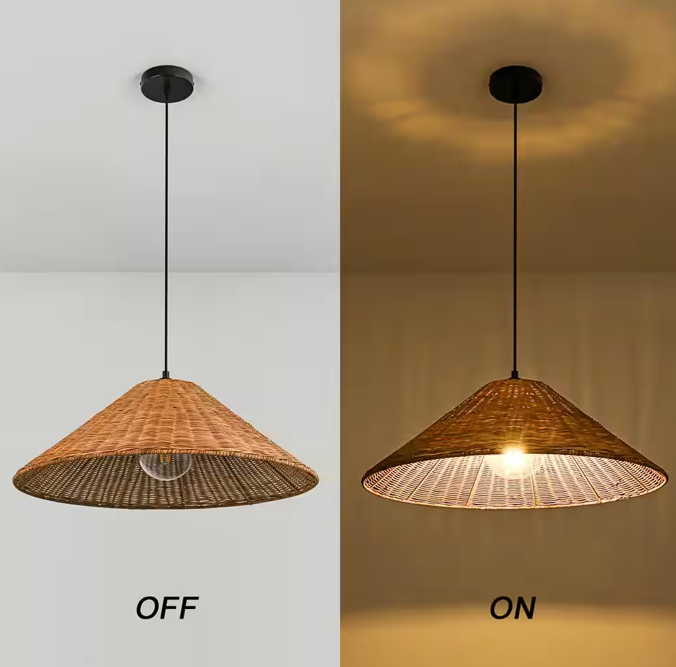 Pendant light with 23" natural rattan shade 🌻