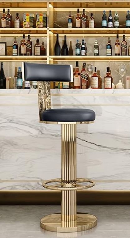 Swivel black & gold adjustable modern barstool ✨🖤🥂
