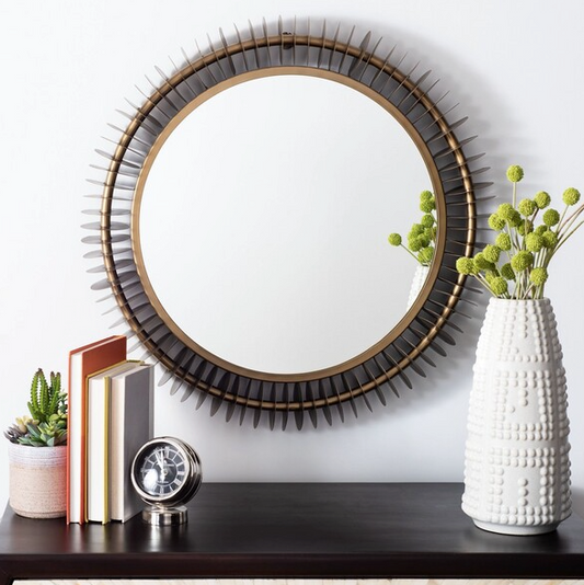 Radiant rings 30 in. round antique brass mirror 🪞