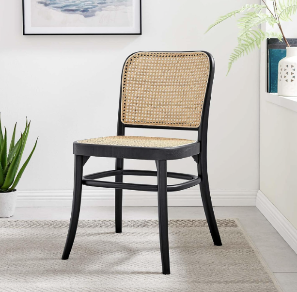 Elm wood cane rattan & seat dining / accent chair 🖤