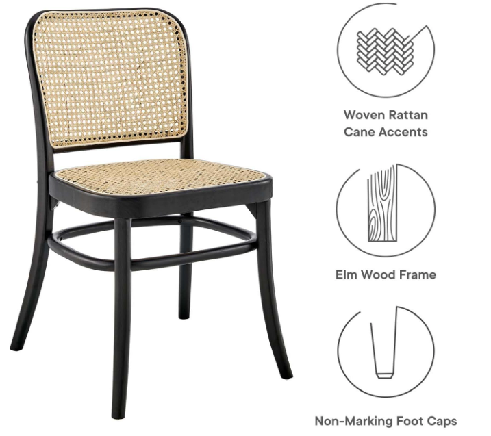 Elm wood cane rattan & seat dining / accent chair 🖤