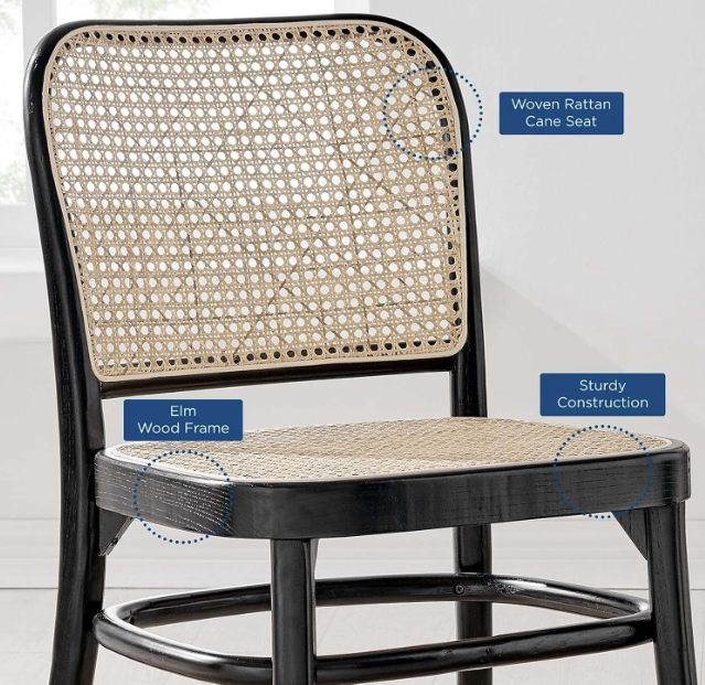 Elm wood cane rattan & seat dining / accent chair 🖤