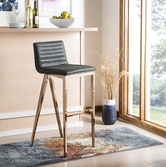 Modern green faux leather barstool w/ gold legs 💫