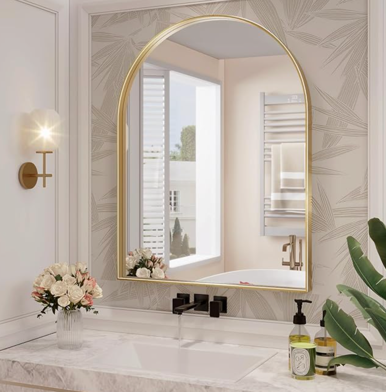 Gold arch 24x32 mirror w/ aluminum alloy frame ✨