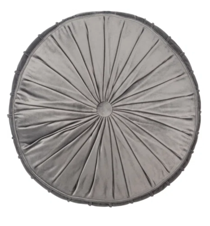 Velvet grey round floor or accent pillow 🩶