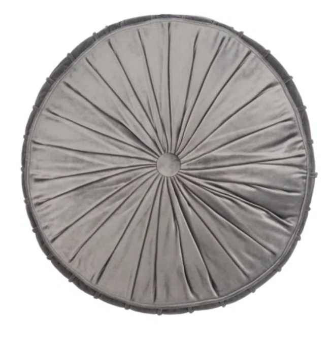 Velvet grey round floor or accent pillow 🩶